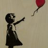 La Petite Fille au ballon Banksy - Sycomore Eucalyptus fumé bois teinté rose - Marqueterie - camillemoutarde.com
